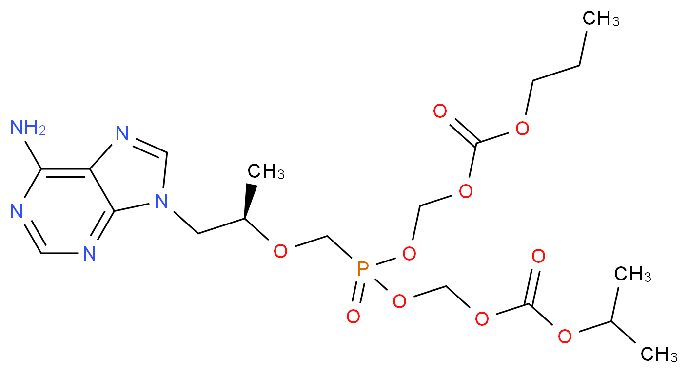 {[(propan-2-yloxy)carbonyl]oxy}methyl [(propoxycarbonyl)oxy]methyl {[(2R)-1-(6-amino-9H-purin-9-yl)propan-2-yl]oxy}methanephosphonate_分子结构_CAS_1217542-13-6