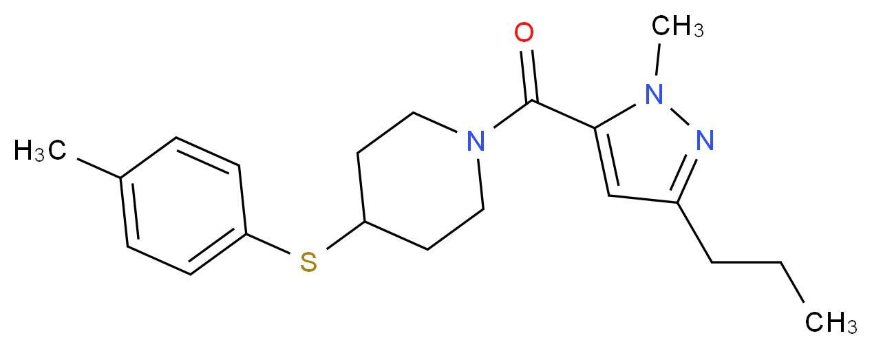 4-[(4-methylphenyl)thio]-1-[(1-methyl-3-propyl-1H-pyrazol-5-yl)carbonyl]piperidine_分子结构_CAS_)