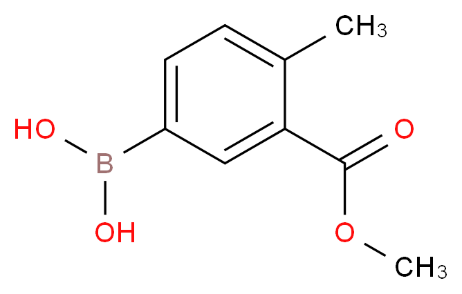 (3-(Methoxycarbonyl)-4-methylphenyl)boronic acid_分子结构_CAS_1048330-10-4)