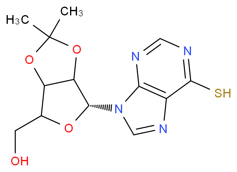 [(6R)-2,2-dimethyl-6-(6-sulfanyl-9H-purin-9-yl)-tetrahydro-2H-furo[3,4-d][1,3]dioxol-4-yl]methanol_分子结构_CAS_5856-48-4