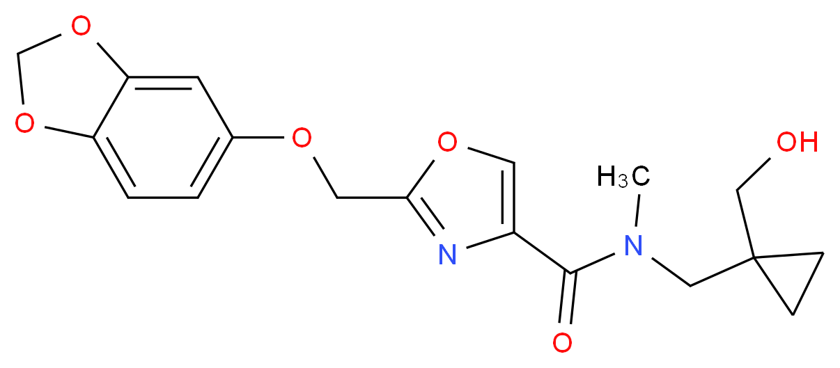 2-[(1,3-benzodioxol-5-yloxy)methyl]-N-{[1-(hydroxymethyl)cyclopropyl]methyl}-N-methyl-1,3-oxazole-4-carboxamide_分子结构_CAS_)
