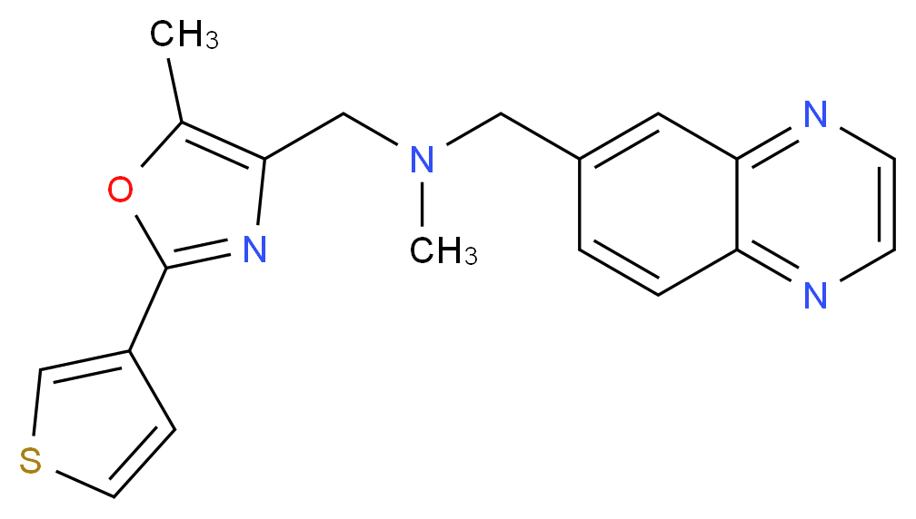 N-methyl-1-[5-methyl-2-(3-thienyl)-1,3-oxazol-4-yl]-N-(6-quinoxalinylmethyl)methanamine_分子结构_CAS_)