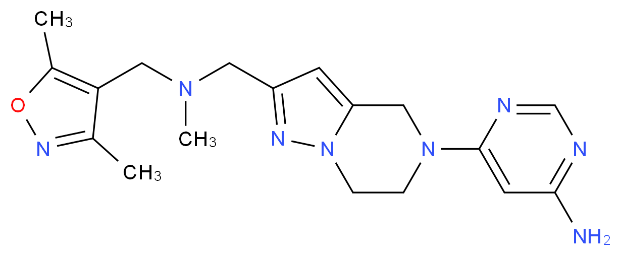 6-[2-{[[(3,5-dimethyl-4-isoxazolyl)methyl](methyl)amino]methyl}-6,7-dihydropyrazolo[1,5-a]pyrazin-5(4H)-yl]-4-pyrimidinamine_分子结构_CAS_)