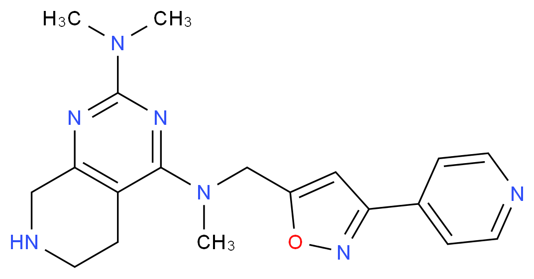 N~2~,N~2~,N~4~-trimethyl-N~4~-[(3-pyridin-4-ylisoxazol-5-yl)methyl]-5,6,7,8-tetrahydropyrido[3,4-d]pyrimidine-2,4-diamine_分子结构_CAS_)