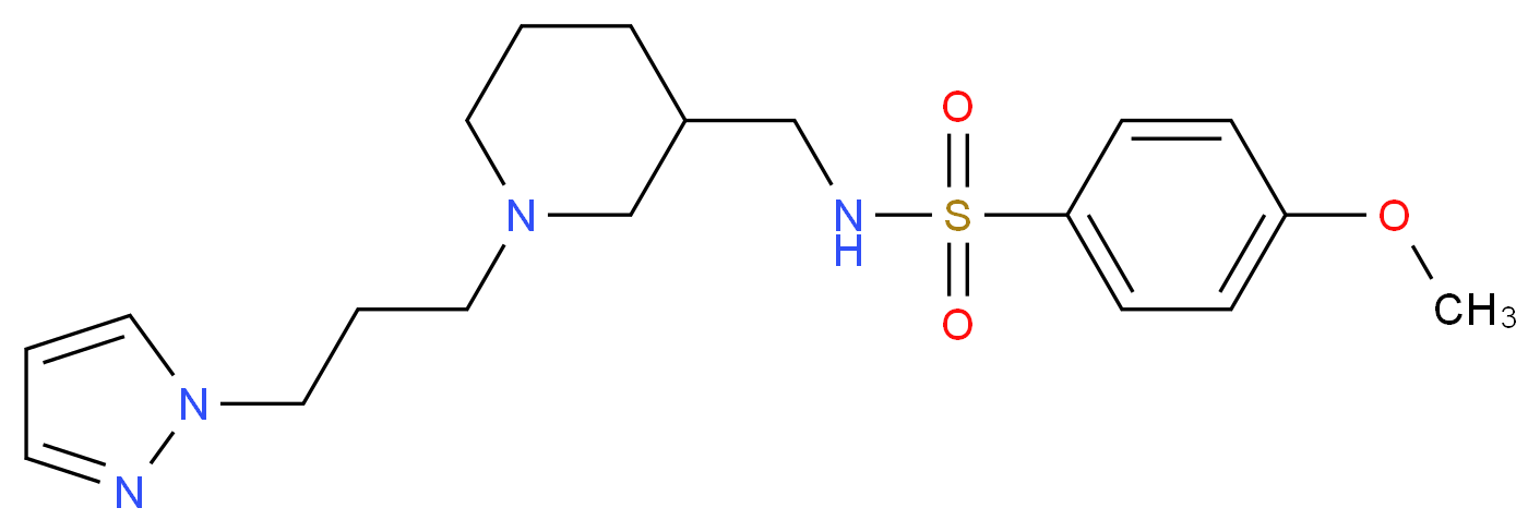 4-methoxy-N-({1-[3-(1H-pyrazol-1-yl)propyl]-3-piperidinyl}methyl)benzenesulfonamide_分子结构_CAS_)