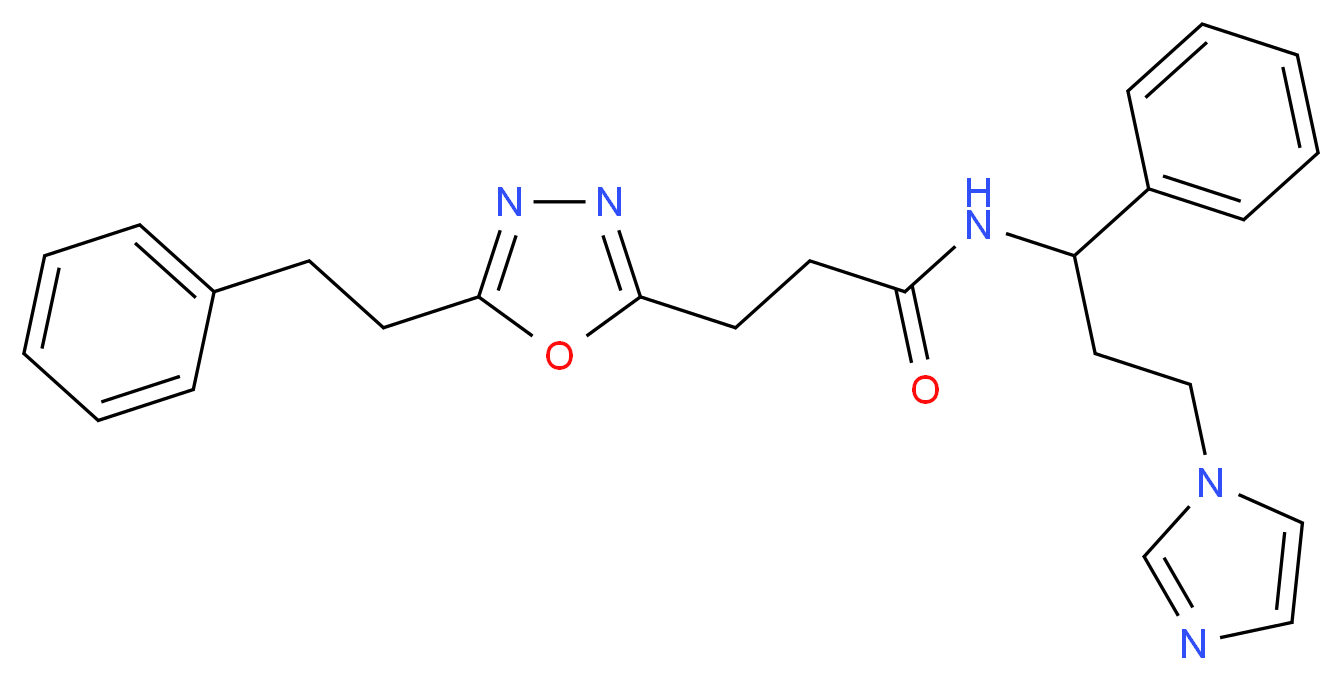 N-[3-(1H-imidazol-1-yl)-1-phenylpropyl]-3-[5-(2-phenylethyl)-1,3,4-oxadiazol-2-yl]propanamide_分子结构_CAS_)