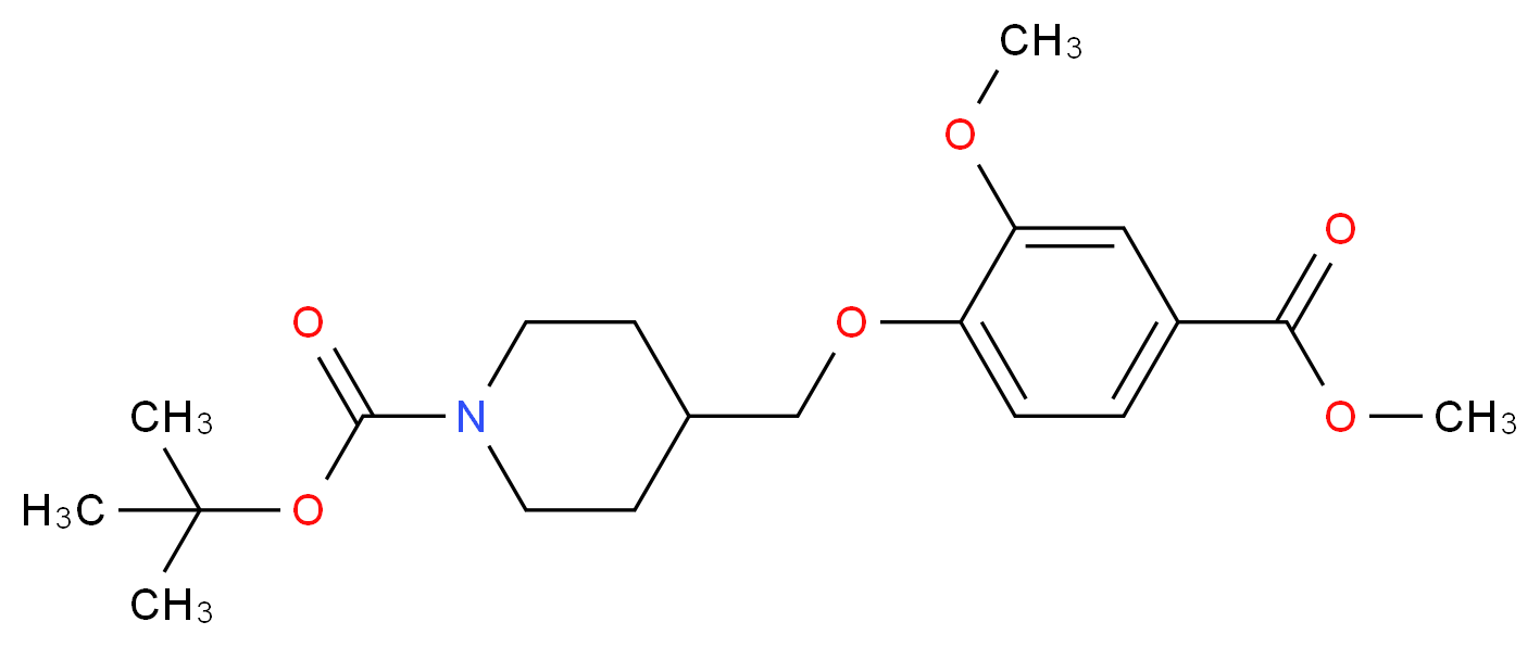 tert-butyl 4-[2-methoxy-4-(methoxycarbonyl)phenoxymethyl]piperidine-1-carboxylate_分子结构_CAS_906565-52-4