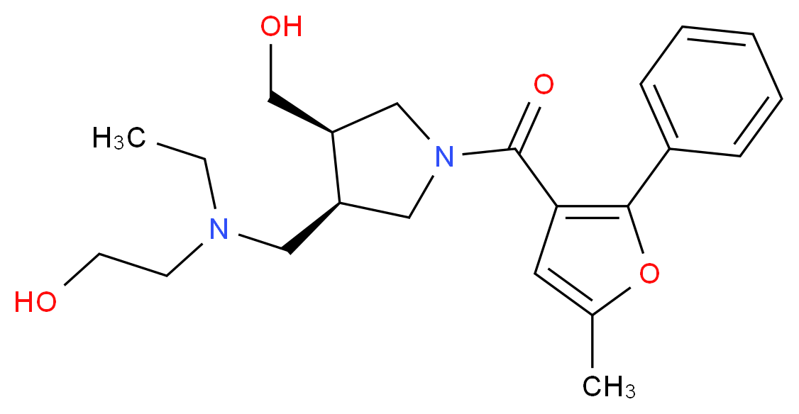 2-(ethyl{[(3R*,4R*)-4-(hydroxymethyl)-1-(5-methyl-2-phenyl-3-furoyl)pyrrolidin-3-yl]methyl}amino)ethanol_分子结构_CAS_)
