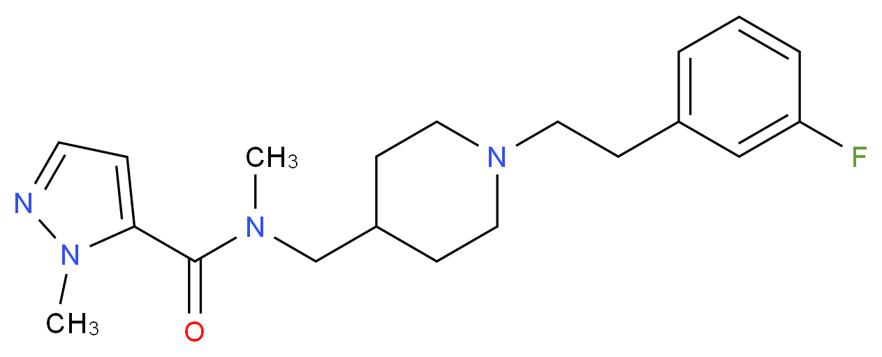N-({1-[2-(3-fluorophenyl)ethyl]-4-piperidinyl}methyl)-N,1-dimethyl-1H-pyrazole-5-carboxamide_分子结构_CAS_)