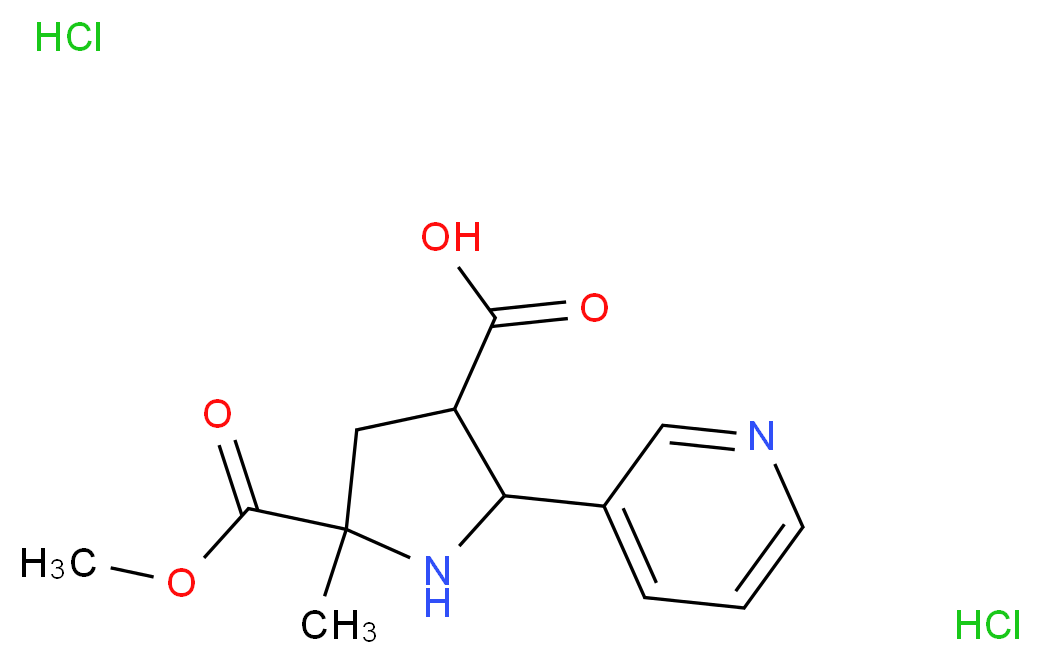 5-(Methoxycarbonyl)-5-methyl-2-(3-pyridinyl)-3-pyrrolidinecarboxylic acid dihydrochloride_分子结构_CAS_)