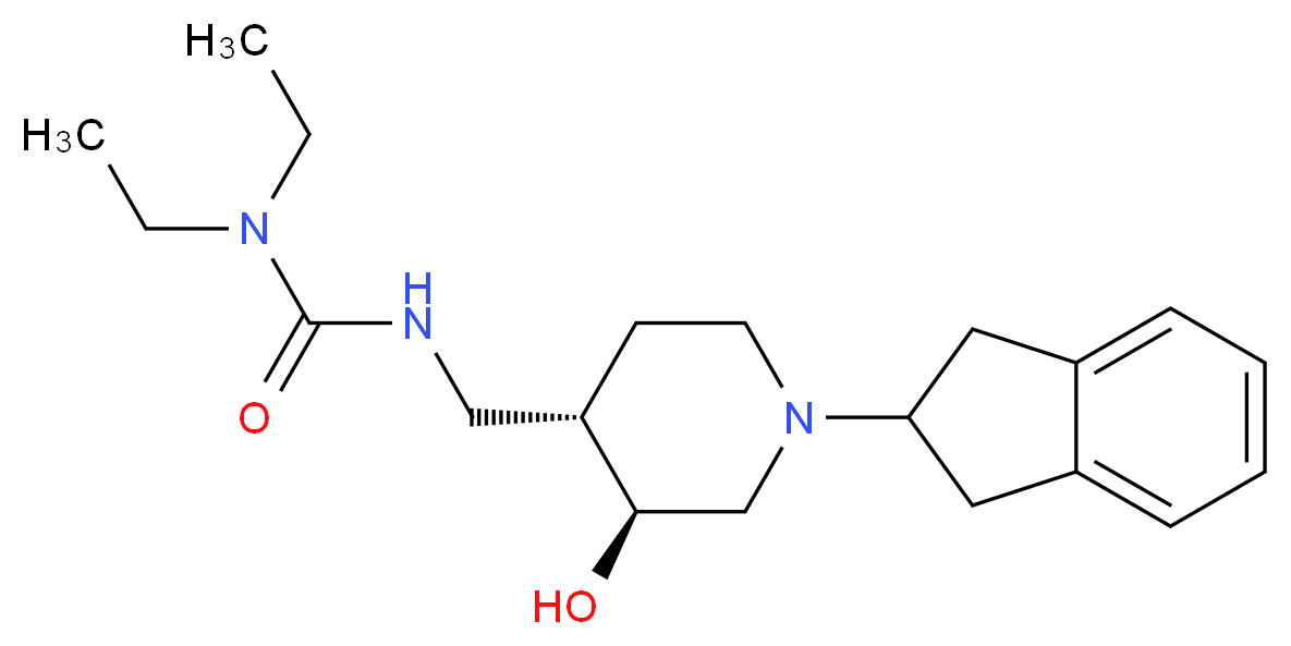 N'-{[(3S*,4S*)-1-(2,3-dihydro-1H-inden-2-yl)-3-hydroxypiperidin-4-yl]methyl}-N,N-diethylurea_分子结构_CAS_)