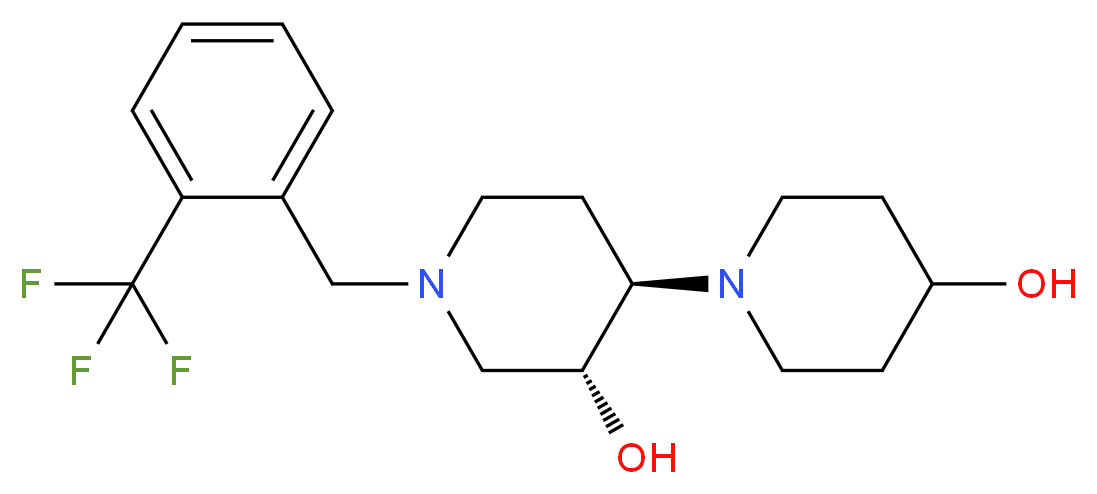 (3'R*,4'R*)-1'-[2-(trifluoromethyl)benzyl]-1,4'-bipiperidine-3',4-diol_分子结构_CAS_)