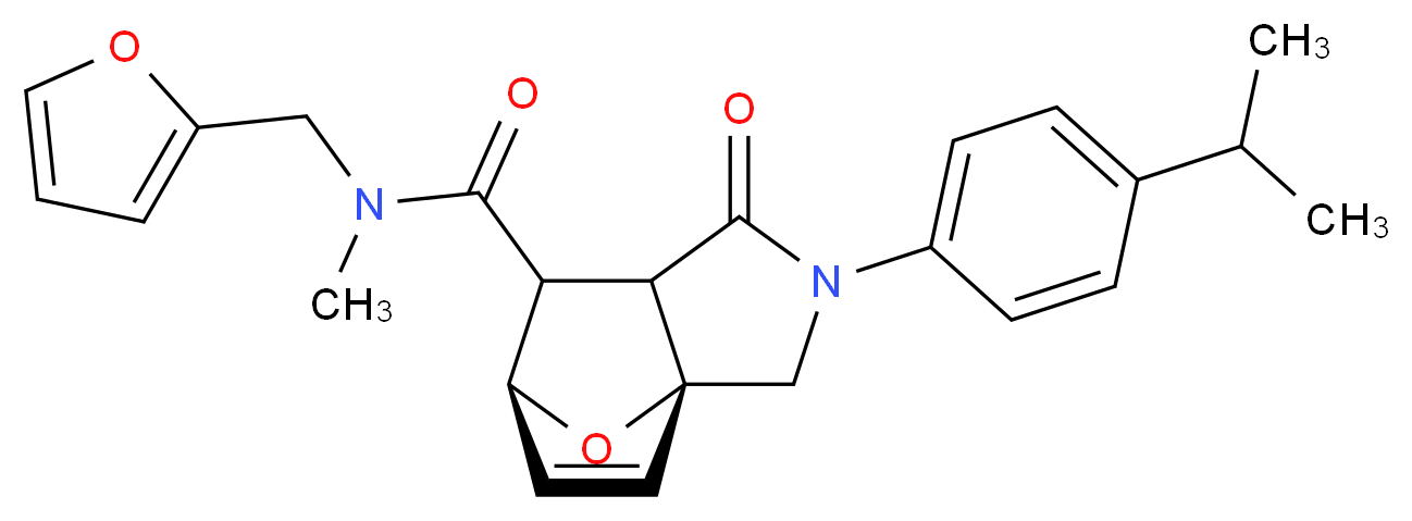 (3aR*,6S*)-N-(2-furylmethyl)-2-(4-isopropylphenyl)-N-methyl-1-oxo-1,2,3,6,7,7a-hexahydro-3a,6-epoxyisoindole-7-carboxamide_分子结构_CAS_)
