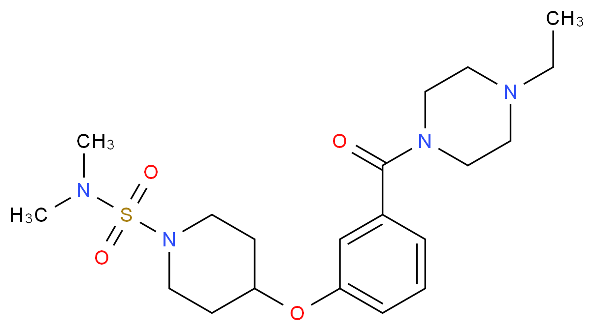 4-{3-[(4-ethyl-1-piperazinyl)carbonyl]phenoxy}-N,N-dimethyl-1-piperidinesulfonamide_分子结构_CAS_)