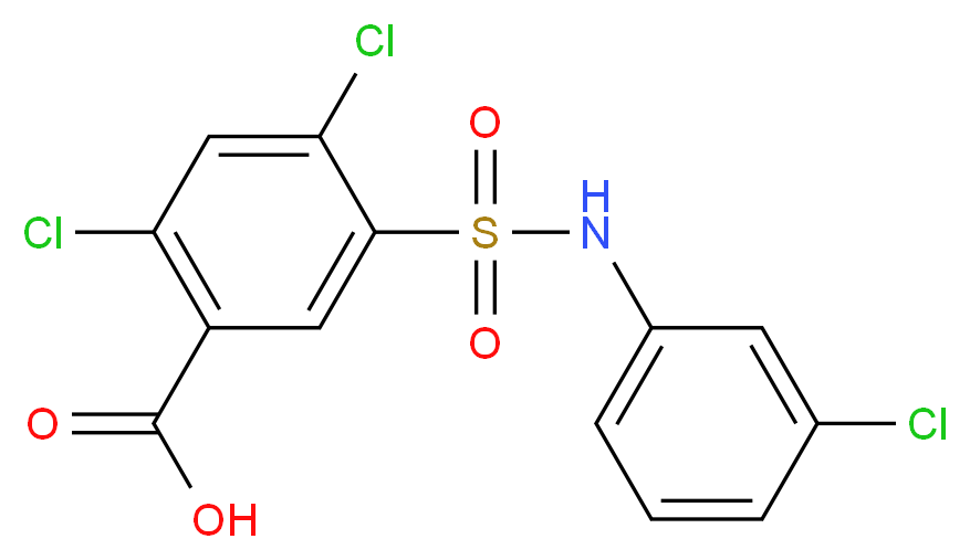 2,4-Dichloro-5-(3-chloro-phenylsulfamoyl)-benzoic acid_分子结构_CAS_21525-21-3)