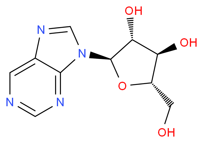 (2S,3R,4R,5R)-2-(hydroxymethyl)-5-(9H-purin-9-yl)oxolane-3,4-diol_分子结构_CAS_550-33-4