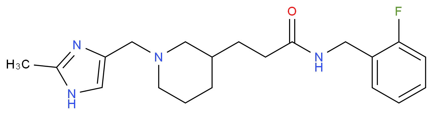 N-(2-fluorobenzyl)-3-{1-[(2-methyl-1H-imidazol-4-yl)methyl]-3-piperidinyl}propanamide_分子结构_CAS_)