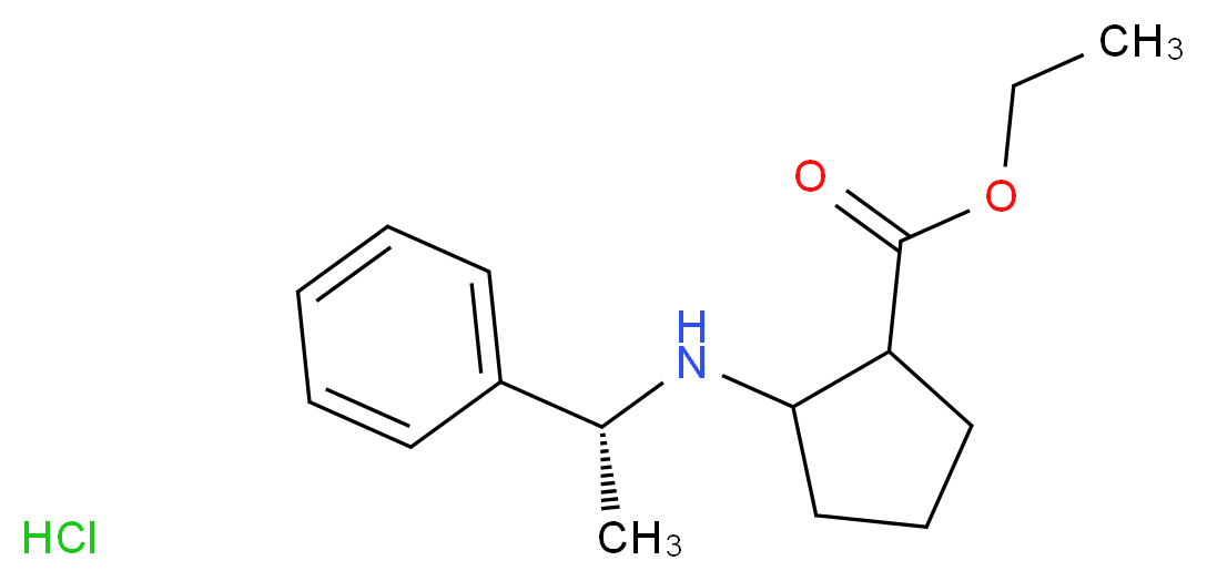 ethyl 2-{[(1R)-1-phenylethyl]amino}cyclopentane-1-carboxylate hydrochloride_分子结构_CAS_163877-11-0