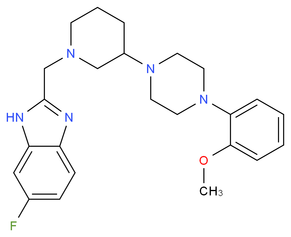 6-fluoro-2-({3-[4-(2-methoxyphenyl)-1-piperazinyl]-1-piperidinyl}methyl)-1H-benzimidazole_分子结构_CAS_)