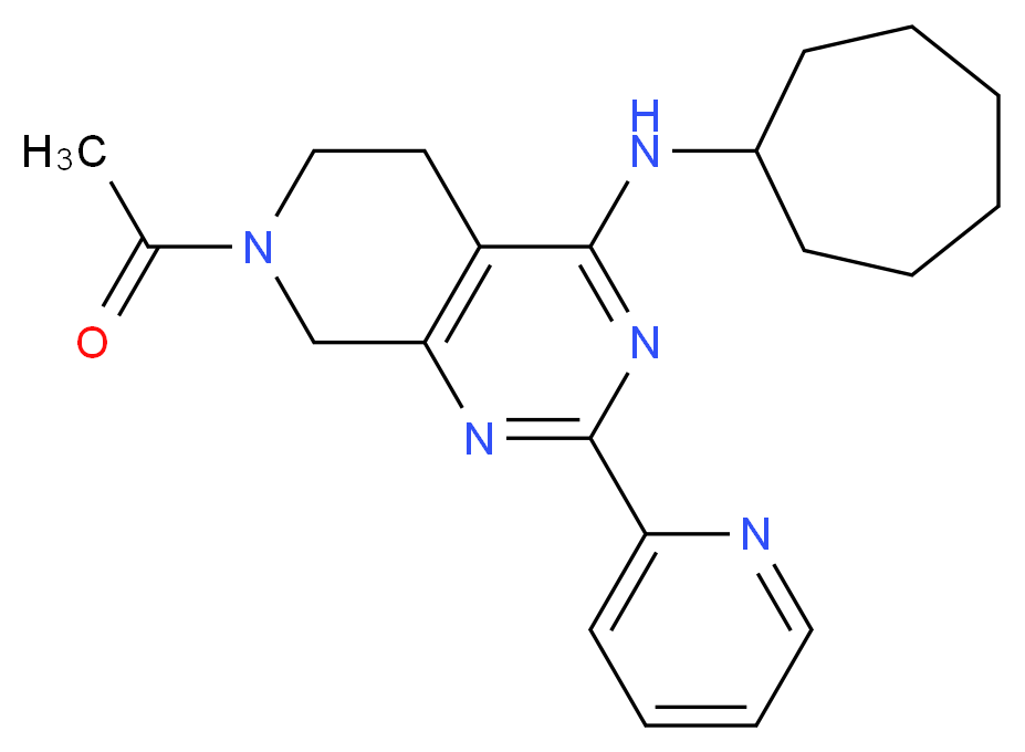7-acetyl-N-cycloheptyl-2-(2-pyridinyl)-5,6,7,8-tetrahydropyrido[3,4-d]pyrimidin-4-amine_分子结构_CAS_)