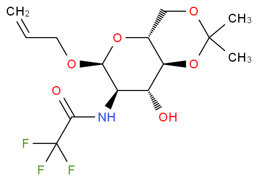 1-O-烯丙基-2-脱氧-4,6-O-异亚丙基-2-(三氟乙酰氨基)-α-D-吡喃葡萄糖苷_分子结构_CAS_139629-59-7)