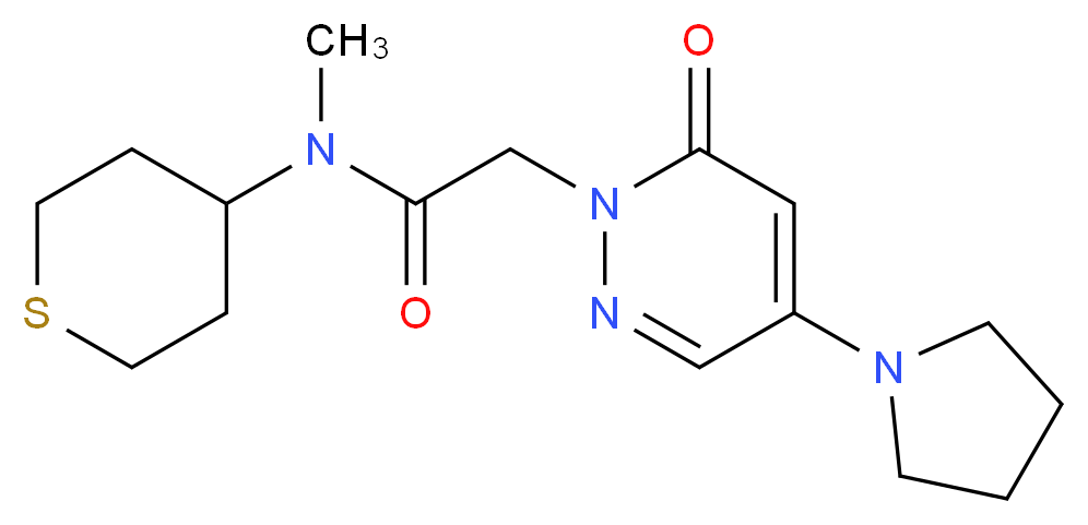 N-methyl-2-(6-oxo-4-pyrrolidin-1-ylpyridazin-1(6H)-yl)-N-(tetrahydro-2H-thiopyran-4-yl)acetamide_分子结构_CAS_)