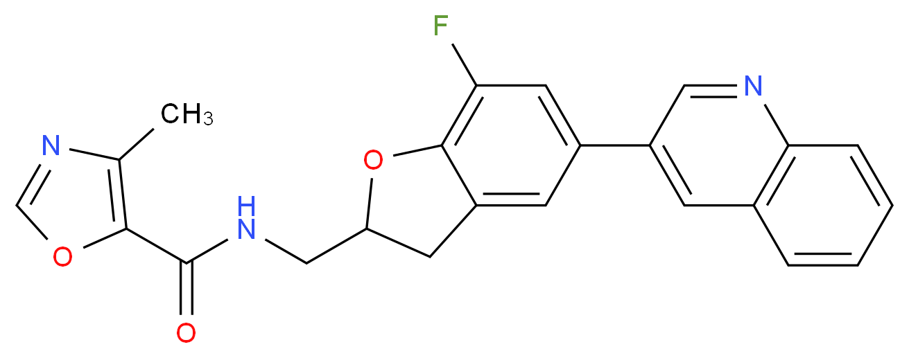 N-{[7-fluoro-5-(3-quinolinyl)-2,3-dihydro-1-benzofuran-2-yl]methyl}-4-methyl-1,3-oxazole-5-carboxamide_分子结构_CAS_)