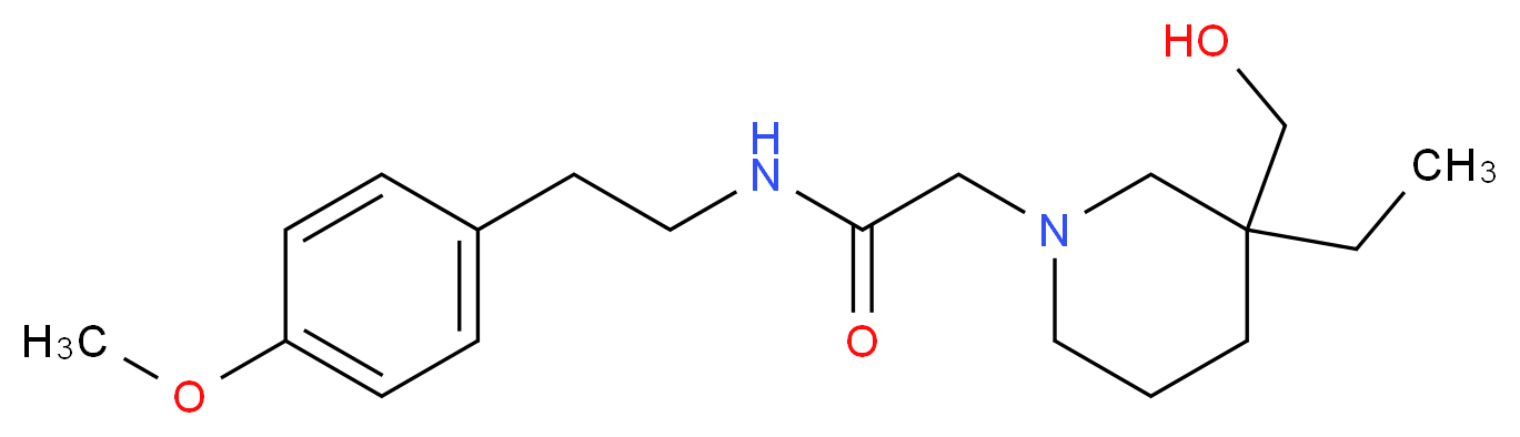 2-[3-ethyl-3-(hydroxymethyl)-1-piperidinyl]-N-[2-(4-methoxyphenyl)ethyl]acetamide_分子结构_CAS_)