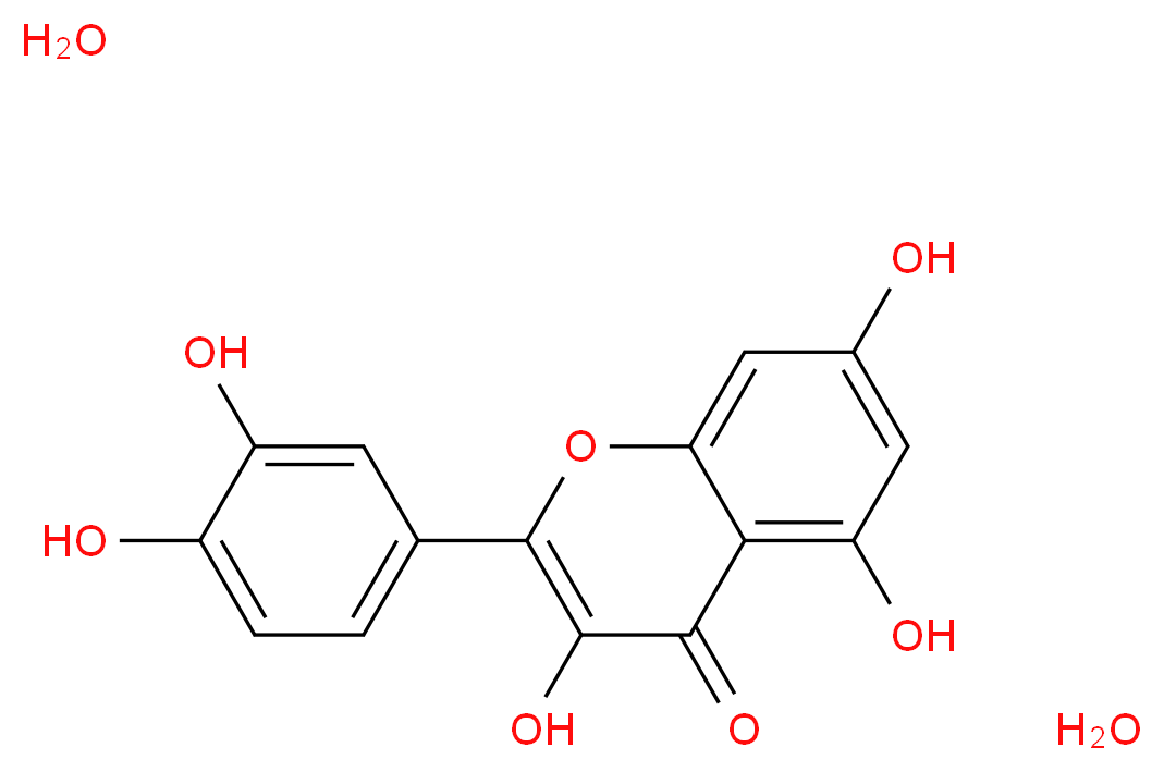 2-(3,4-dihydroxyphenyl)-3,5,7-trihydroxy-4H-chromen-4-one dihydrate_分子结构_CAS_6151-25-3