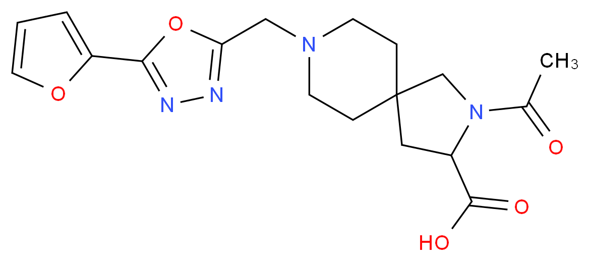 2-acetyl-8-{[5-(2-furyl)-1,3,4-oxadiazol-2-yl]methyl}-2,8-diazaspiro[4.5]decane-3-carboxylic acid_分子结构_CAS_)