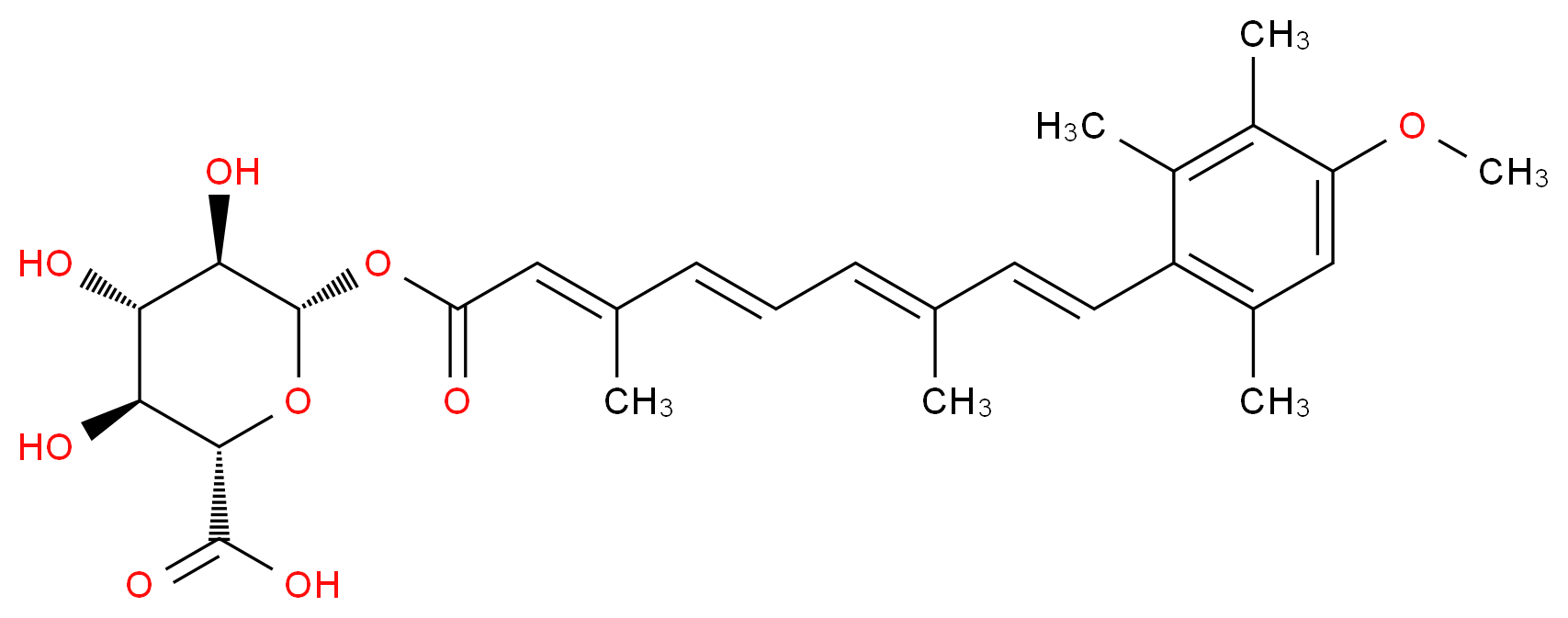 (2S,3S,4S,5R,6S)-3,4,5-trihydroxy-6-{[(2E,4E,6E,8E)-9-(4-methoxy-2,3,6-trimethylphenyl)-3,7-dimethylnona-2,4,6,8-tetraenoyl]oxy}oxane-2-carboxylic acid_分子结构_CAS_99792-36-6