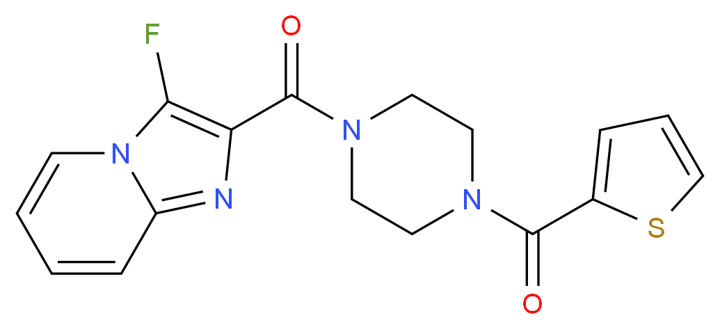 3-fluoro-2-{[4-(2-thienylcarbonyl)-1-piperazinyl]carbonyl}imidazo[1,2-a]pyridine_分子结构_CAS_)
