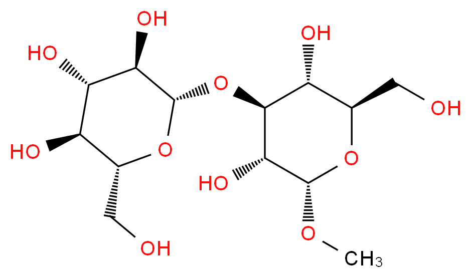 (2S,3R,4S,5S,6R)-2-{[(2R,3R,4S,5R,6S)-3,5-dihydroxy-2-(hydroxymethyl)-6-methoxyoxan-4-yl]oxy}-6-(hydroxymethyl)oxane-3,4,5-triol_分子结构_CAS_7115-19-7