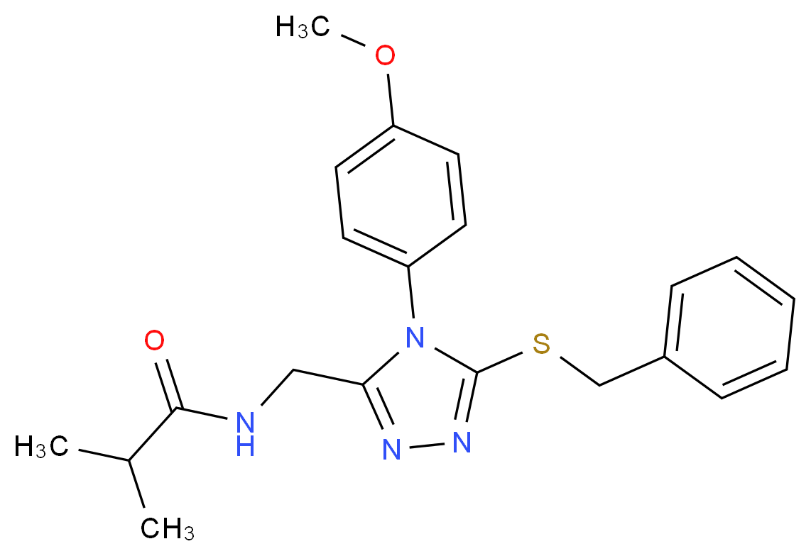 N-{[5-(benzylthio)-4-(4-methoxyphenyl)-4H-1,2,4-triazol-3-yl]methyl}-2-methylpropanamide_分子结构_CAS_)