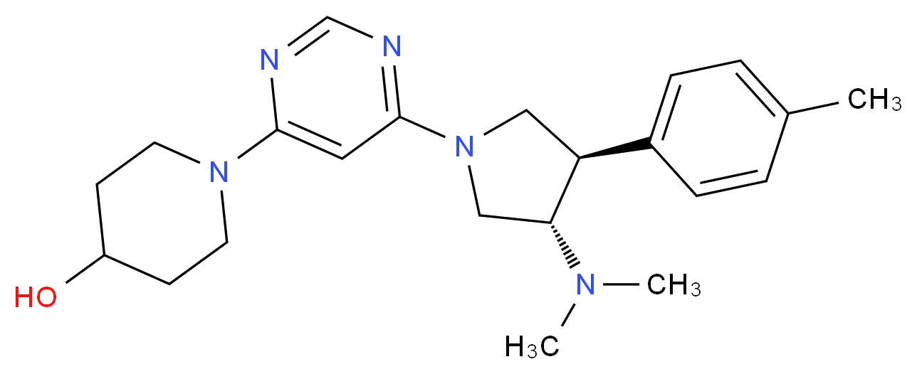 1-{6-[(3S*,4R*)-3-(dimethylamino)-4-(4-methylphenyl)-1-pyrrolidinyl]-4-pyrimidinyl}-4-piperidinol_分子结构_CAS_)