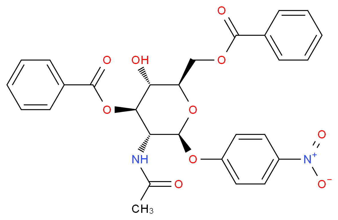 (2R,3S,4R,5R,6S)-2-[(benzoyloxy)methyl]-5-acetamido-3-hydroxy-6-(4-nitrophenoxy)oxan-4-yl benzoate_分子结构_CAS_84564-22-7