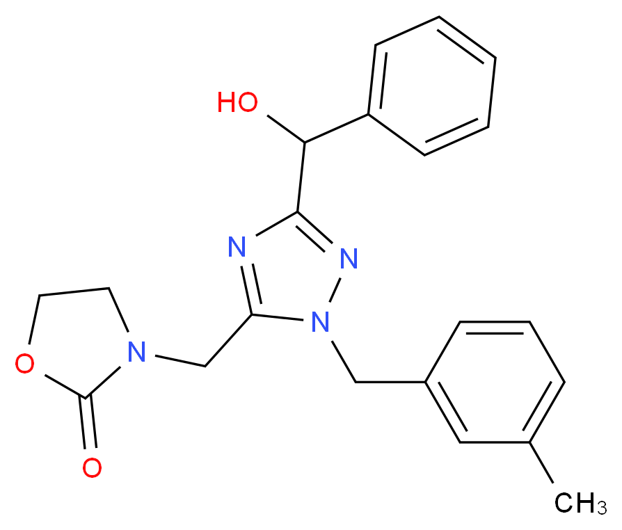 3-{[3-[hydroxy(phenyl)methyl]-1-(3-methylbenzyl)-1H-1,2,4-triazol-5-yl]methyl}-1,3-oxazolidin-2-one_分子结构_CAS_)