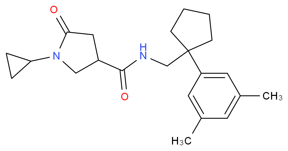 1-cyclopropyl-N-{[1-(3,5-dimethylphenyl)cyclopentyl]methyl}-5-oxo-3-pyrrolidinecarboxamide_分子结构_CAS_)