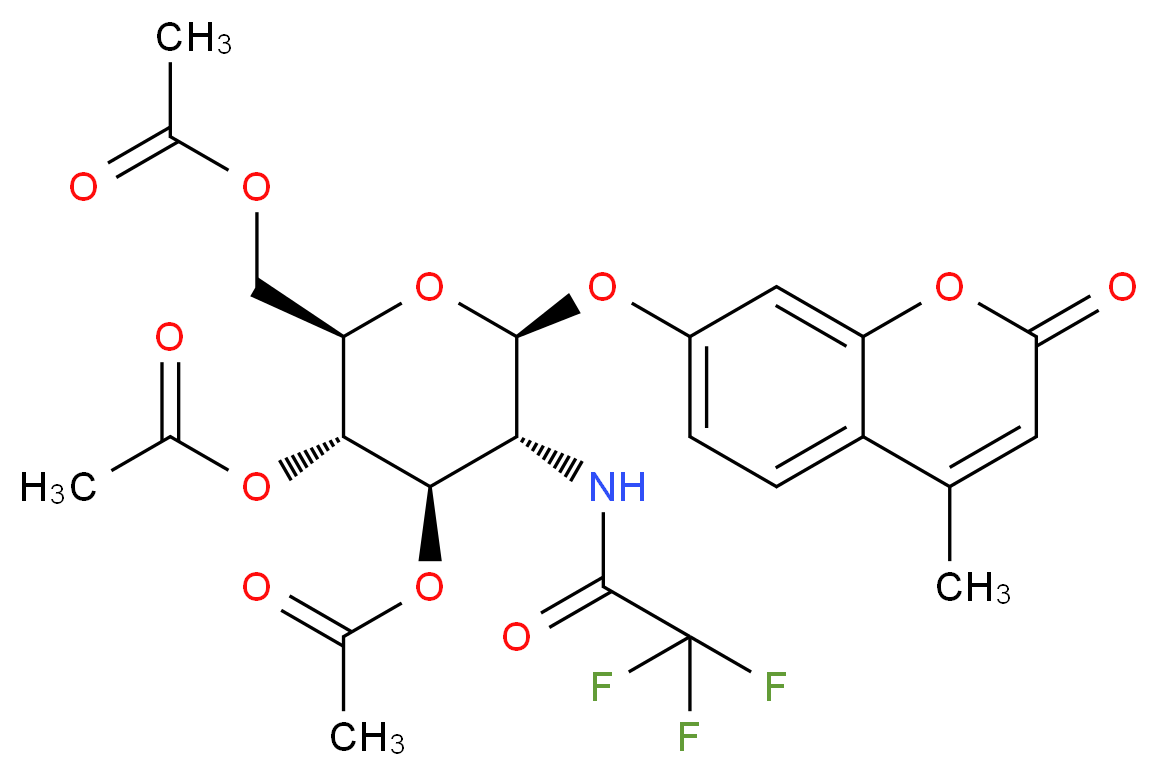 4-Methylumbelliferyl 2-Trifluoroacetyl-3,4,6-O-triacetyl-2-deoxy-β-D-glucopyranoside_分子结构_CAS_137686-93-2)