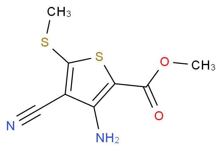 3-氨基-4-氰基-5-甲硫基噻吩-2-甲酸甲酯_分子结构_CAS_129332-45-2)