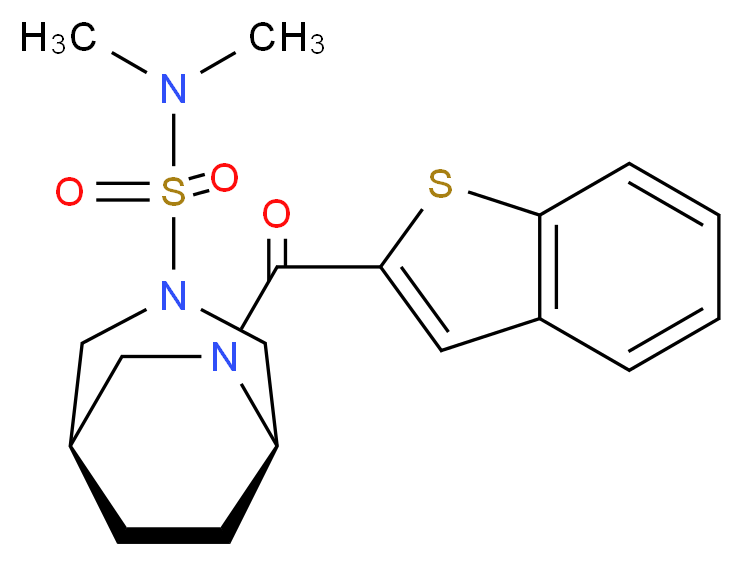 (1R*,5R*)-6-(1-benzothien-2-ylcarbonyl)-N,N-dimethyl-3,6-diazabicyclo[3.2.2]nonane-3-sulfonamide_分子结构_CAS_)