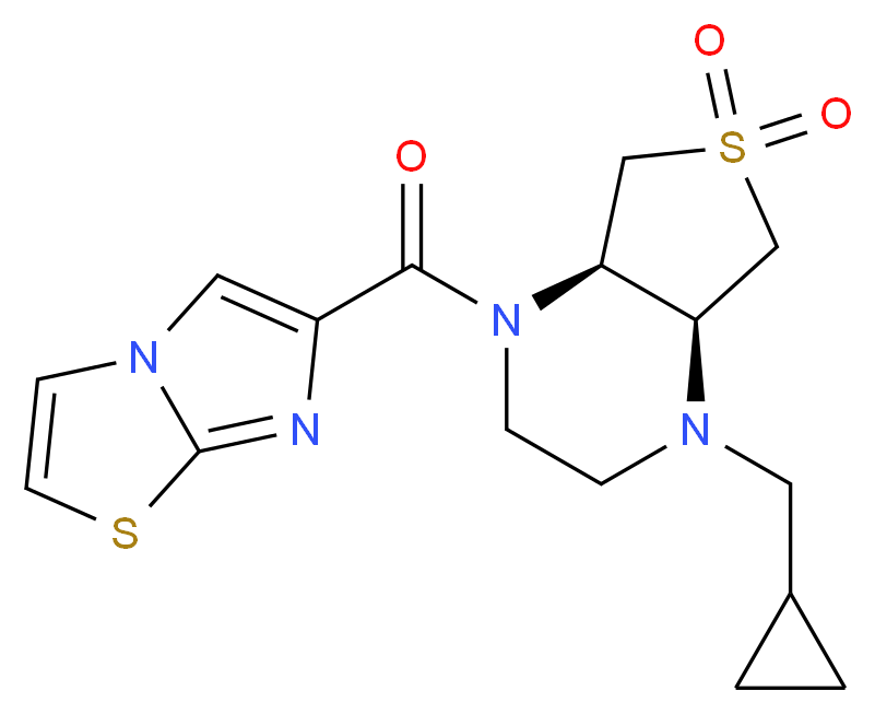 (4aR*,7aS*)-1-(cyclopropylmethyl)-4-(imidazo[2,1-b][1,3]thiazol-6-ylcarbonyl)octahydrothieno[3,4-b]pyrazine 6,6-dioxide_分子结构_CAS_)