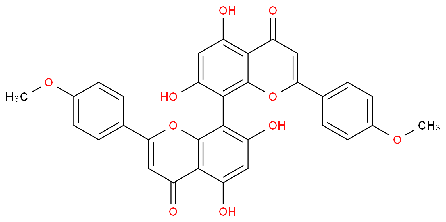 8-[5,7-dihydroxy-2-(4-methoxyphenyl)-4-oxo-4H-chromen-8-yl]-5,7-dihydroxy-2-(4-methoxyphenyl)-4H-chromen-4-one_分子结构_CAS_74336-91-7