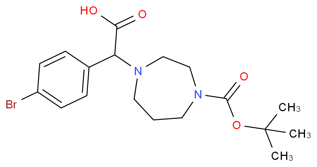 2-(4-bromophenyl)-2-{4-[(tert-butoxy)carbonyl]-1,4-diazepan-1-yl}acetic acid_分子结构_CAS_834884-94-5