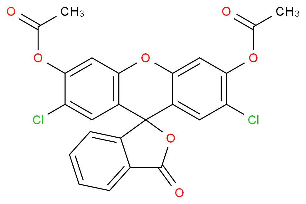 6'-(acetyloxy)-2',7'-dichloro-3-oxo-3H-spiro[2-benzofuran-1,9'-xanthene]-3'-yl acetate_分子结构_CAS_2044-85-1