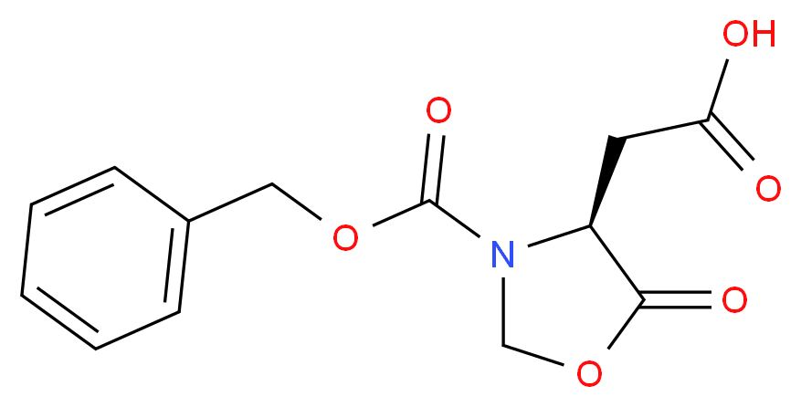 2-[(4S)-3-[(benzyloxy)carbonyl]-5-oxo-1,3-oxazolidin-4-yl]acetic acid_分子结构_CAS_23632-66-8