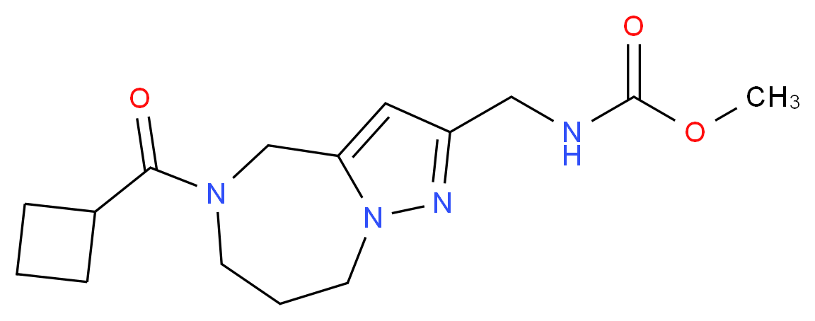methyl {[5-(cyclobutylcarbonyl)-5,6,7,8-tetrahydro-4H-pyrazolo[1,5-a][1,4]diazepin-2-yl]methyl}carbamate_分子结构_CAS_)