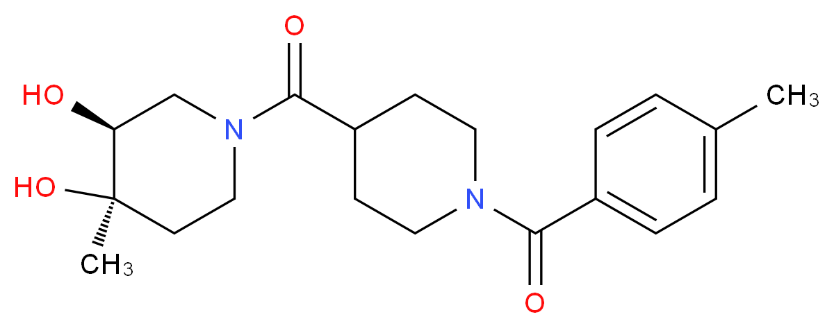 (3S*,4R*)-4-methyl-1-{[1-(4-methylbenzoyl)piperidin-4-yl]carbonyl}piperidine-3,4-diol_分子结构_CAS_)