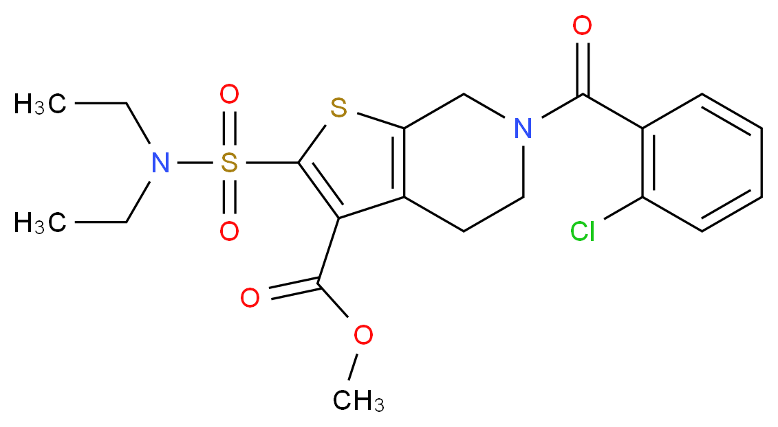 methyl 6-(2-chlorobenzoyl)-2-[(diethylamino)sulfonyl]-4,5,6,7-tetrahydrothieno[2,3-c]pyridine-3-carboxylate_分子结构_CAS_)