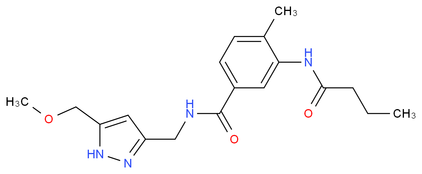 3-(butyrylamino)-N-{[5-(methoxymethyl)-1H-pyrazol-3-yl]methyl}-4-methylbenzamide_分子结构_CAS_)